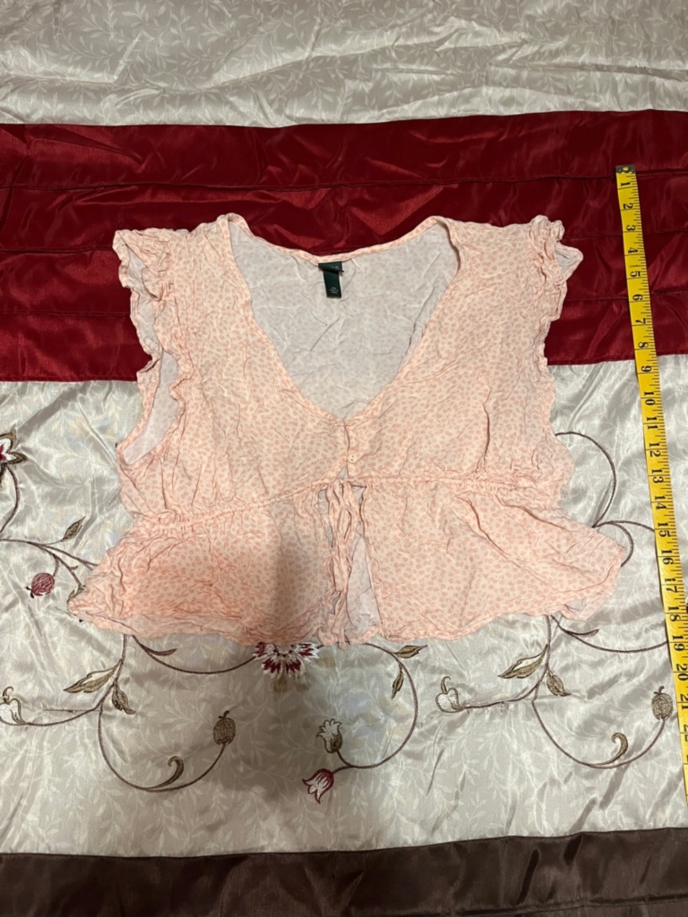 wild fable Blush Pink Ruffle Tie-Front Crop Top